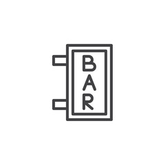 Bar signboard line icon, outline vector sign, linear style pictogram isolated on white. Symbol, logo illustration. Editable stroke