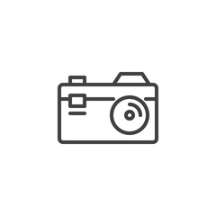 Photo camera line icon, outline vector sign, linear style pictogram isolated on white. Symbol, logo illustration. Editable stroke