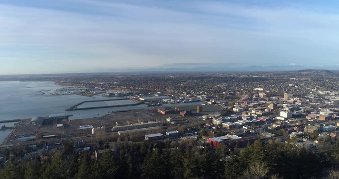 Bellingham Washington USA Aerial City View Of Waterfront And Downtown