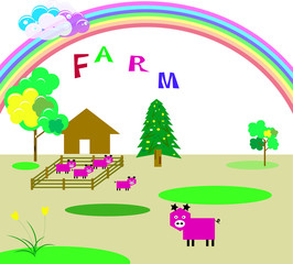 Obraz na płótnie Canvas Farm cartoon colorful artwork vector illustration