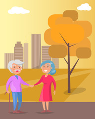 Happy Grandparents Day Senior Couple Walk Together