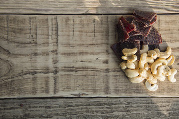 high-protein cashew snack, nuts beef meat