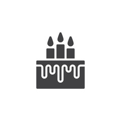Birthday cake with candles icon vector, filled flat sign, solid pictogram isolated on white. Event tart symbol, logo illustration