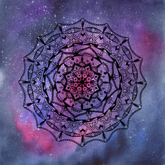 Hand drawn mandala on galaxy background - 181635036