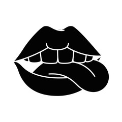 pop art lips with tongue out vector illustration design