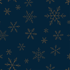 Simple vector Christmas and New Year seamless pattern with snowflakes.