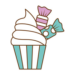 sweet candies with cupcake vector illustration design
