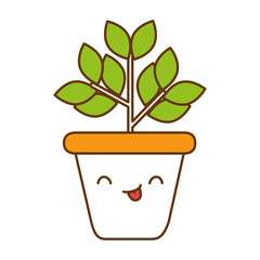 home plant kawaii character vector illustration design