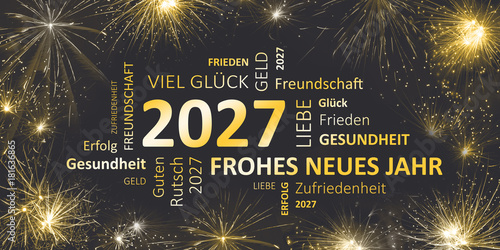 &quot;Silvesterkarte mit Glückwünschen für 2027&quot; Stockfotos und lizenzfreie