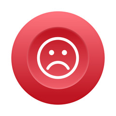 Runder 3D Button - Unglücklicher Smiley