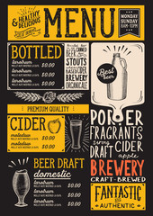 Beer menu restaurant, drink template.