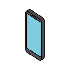 isometric smartphone device icon over white background colorful design  vector illustration