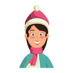 beautiful woman with winter clothes vector illustration design