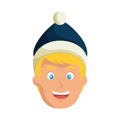 young man head with winter clothes vector illustration design