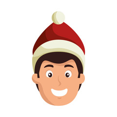 young man head with winter clothes vector illustration design