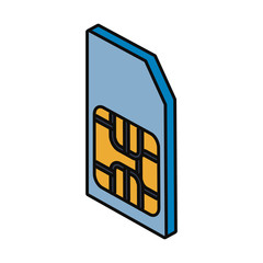 phone sim card icon over white background colorful design vector illustration