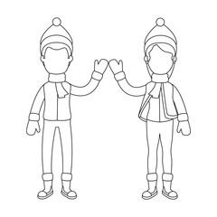 couple with winter clothes vector illustration design