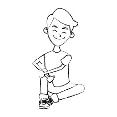 Boy seated cartoon