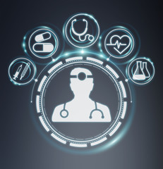Healthcare modern interface 3D rendering