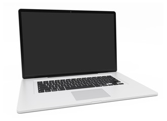 Modern silver laptop 3D rendering