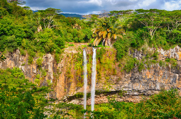 Chamarel waterfall. Beautiful landscape. Mauritius