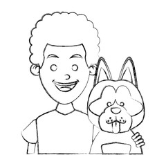 Boy with cute dog