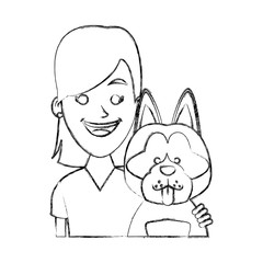 Girl with dog cartoon
