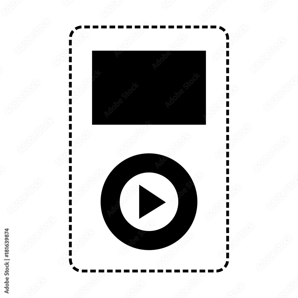 Poster music player with play button icon over white background vector illustration