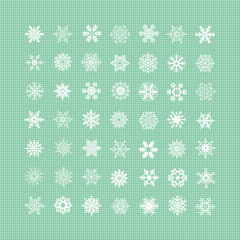 White snowflakes icon on green background