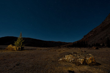 Fototapeta na wymiar Moonlight night in the Altai Mountains