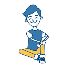 Boy seated cartoon