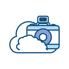cloud with photographic camera icon over white background colorful design vector illustration