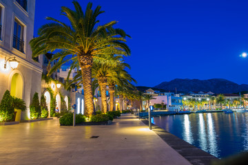 Fototapeta na wymiar Tivat by night, Port of Montenegro, Kingdom of Dalmatia, Balkan Peninsula, Montenegro, Europe