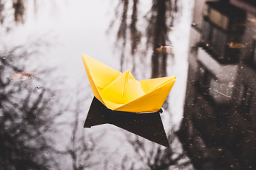 Imagination and inspiration. Yellow Paper Boat