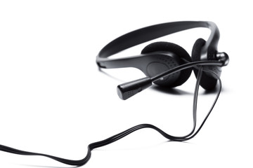 headset with microphone isolated on white