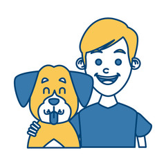 Boy with cute dog icon vector illustration graphic design