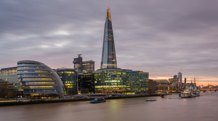 Fototapeta na wymiar London city skyline panorama from tower bridge