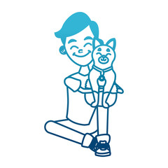 Boy with cute cat icon vector illustration graphic design