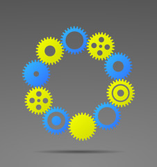 Abstract gears on a gray background