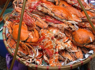 Fresh live crabs in Hanoi, Vietnam market