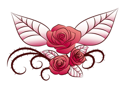 winged flower tattoo
