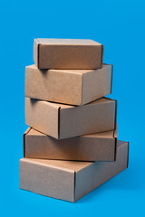 Lot of carton boxes on blue background