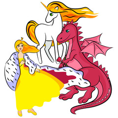 princess, unicorn, dragon © olga_kononok