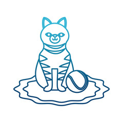 Cute cat with tennis ball icon vector illustration graphic design