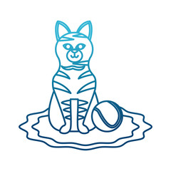 Cute cat with tennis ball icon vector illustration graphic design