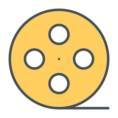 Film reel line icon. Cinema production symbol. Vector illustration