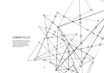 Polygonal space background with connecting dots and lines. Abstract connection structure