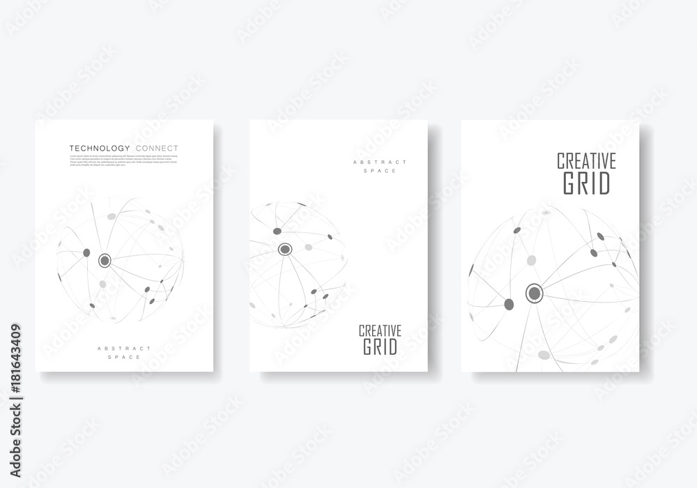 Aufkleber cover design brochure with connected line and dots. simple technology compound background