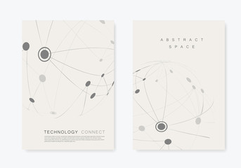 Cover design brochure with connected line and dots. Simple technology compound background