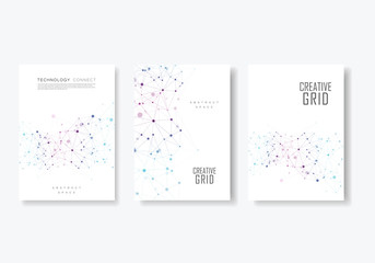 Abstract polygonal geometric shape with molecule structure style. Vector brochure design